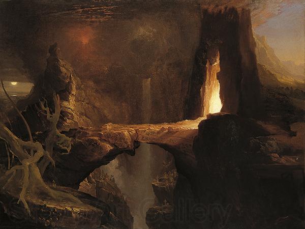 Thomas Cole Moon and Firelight Spain oil painting art